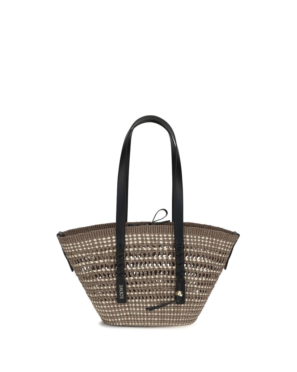 Loewe Black Shoulder Bag Braid Basket — Iraca Palm & Calfskin Straw; Other Materials Bucket