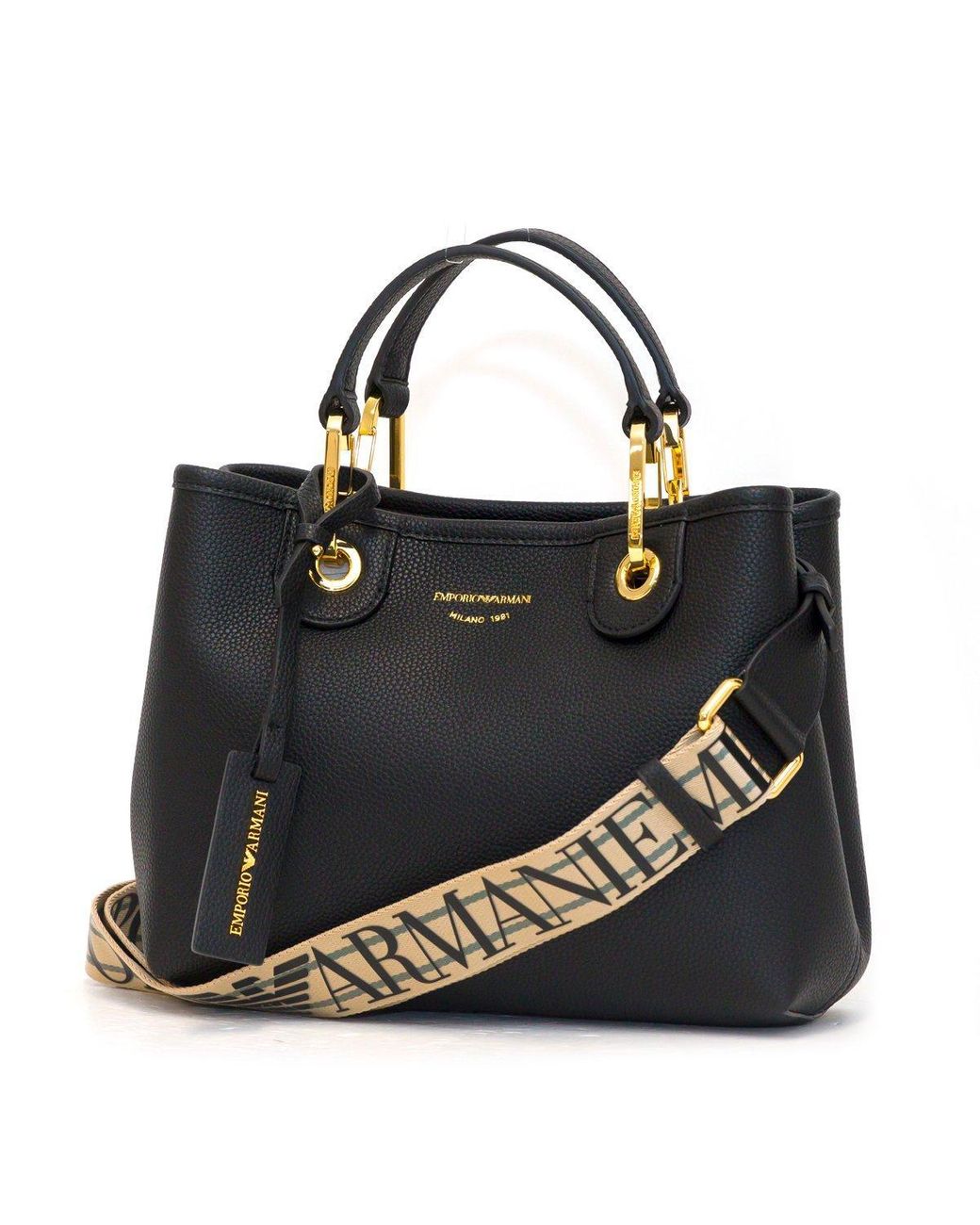 Emporio Armani Logo Detailed Tote Bag in Black | Lyst