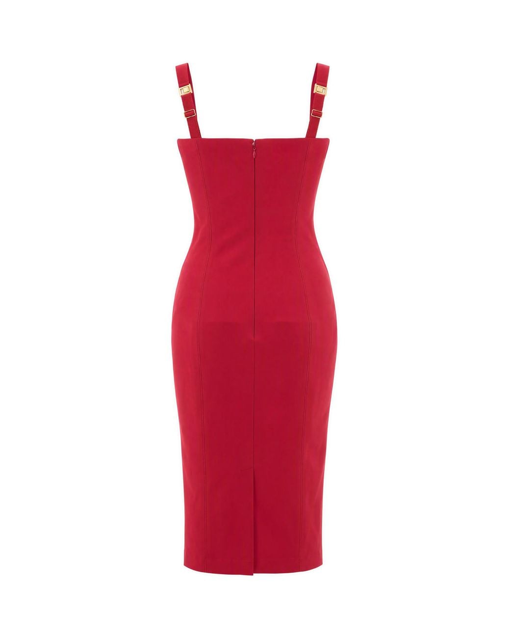 Elisabetta Franchi Red Technical Fabric Midi Dress Polyamide Evening Suits