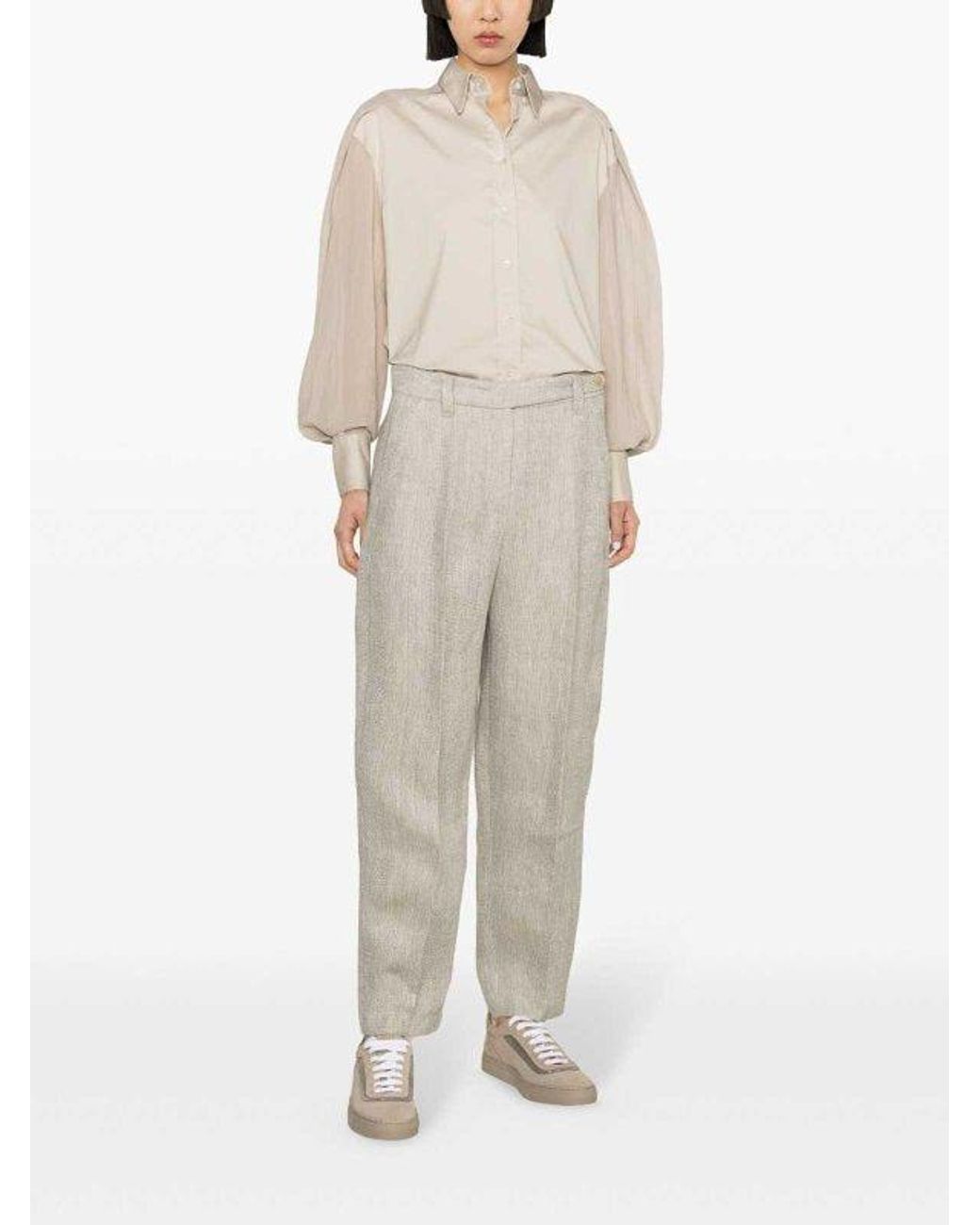 Brunello Cucinelli White Light Linen Trousers