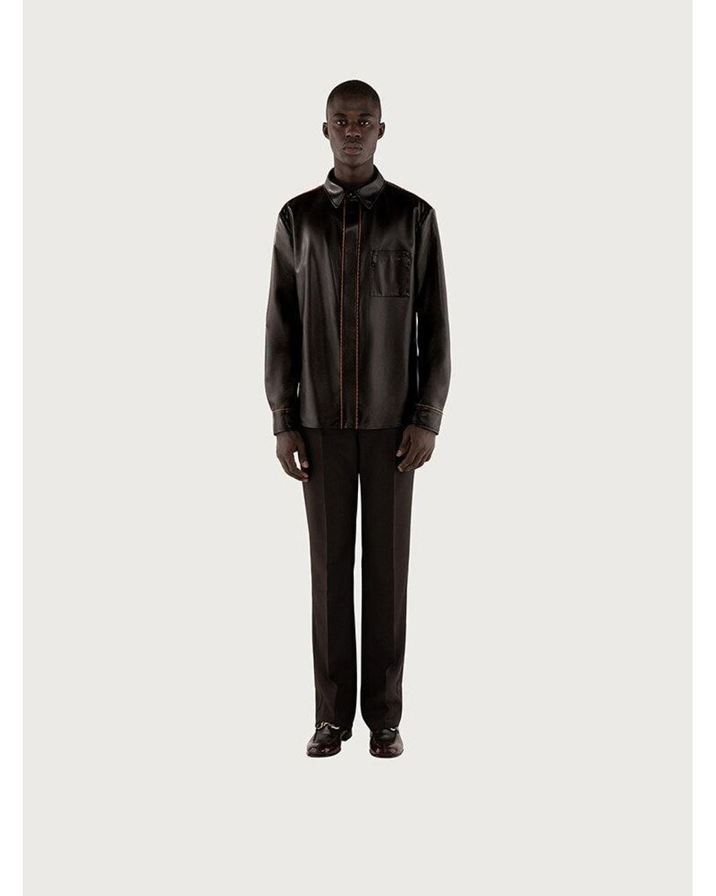 Ferragamo Black Leather-Jacket Clothing for men