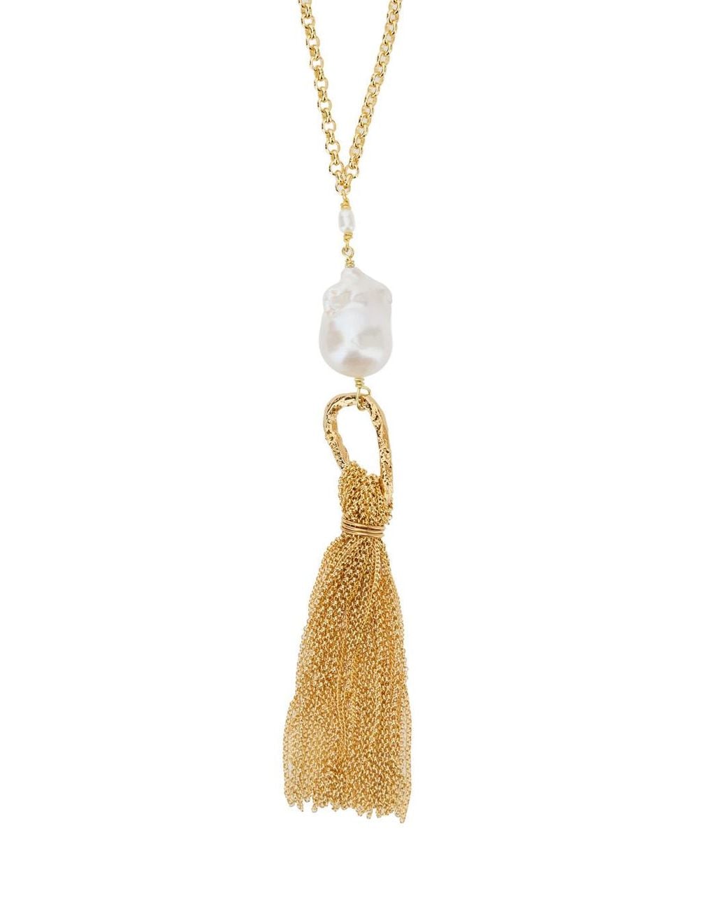 Forte_forte White Sculptural Necklace With Pearls Bronze Necklaces