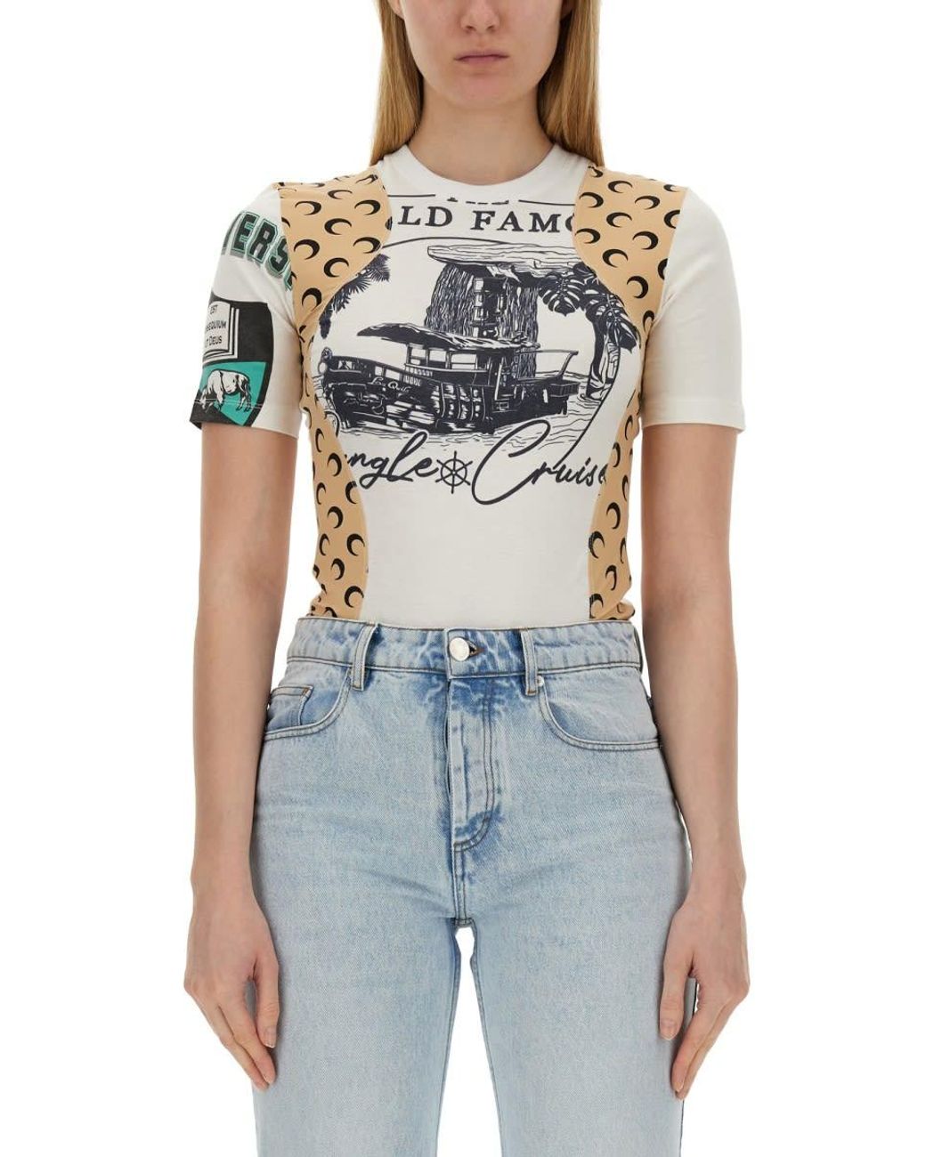 【ストリート×カジュアル】Marine Serre グラフィックTシャツ Marine Serre グラフィック Tシャツ | ホワイト | FARFETCH JP