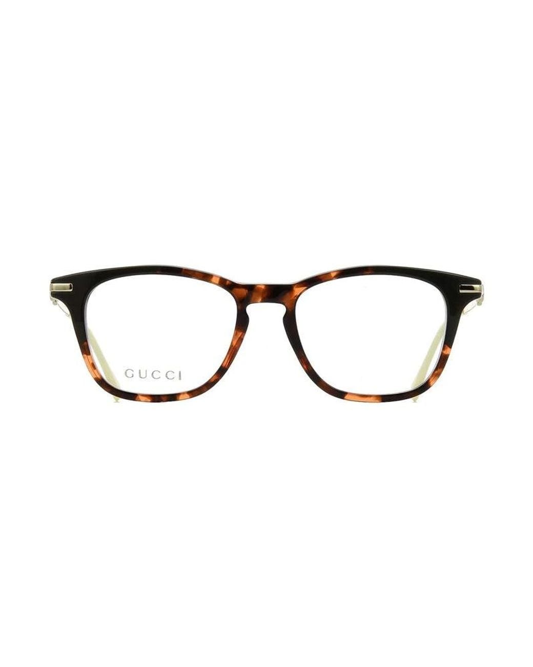 Gucci Metallic Eyeglasses Square Full Rim, Havana- Frame And Clear Demo Lens Gg0919O003 Sunglasses for men