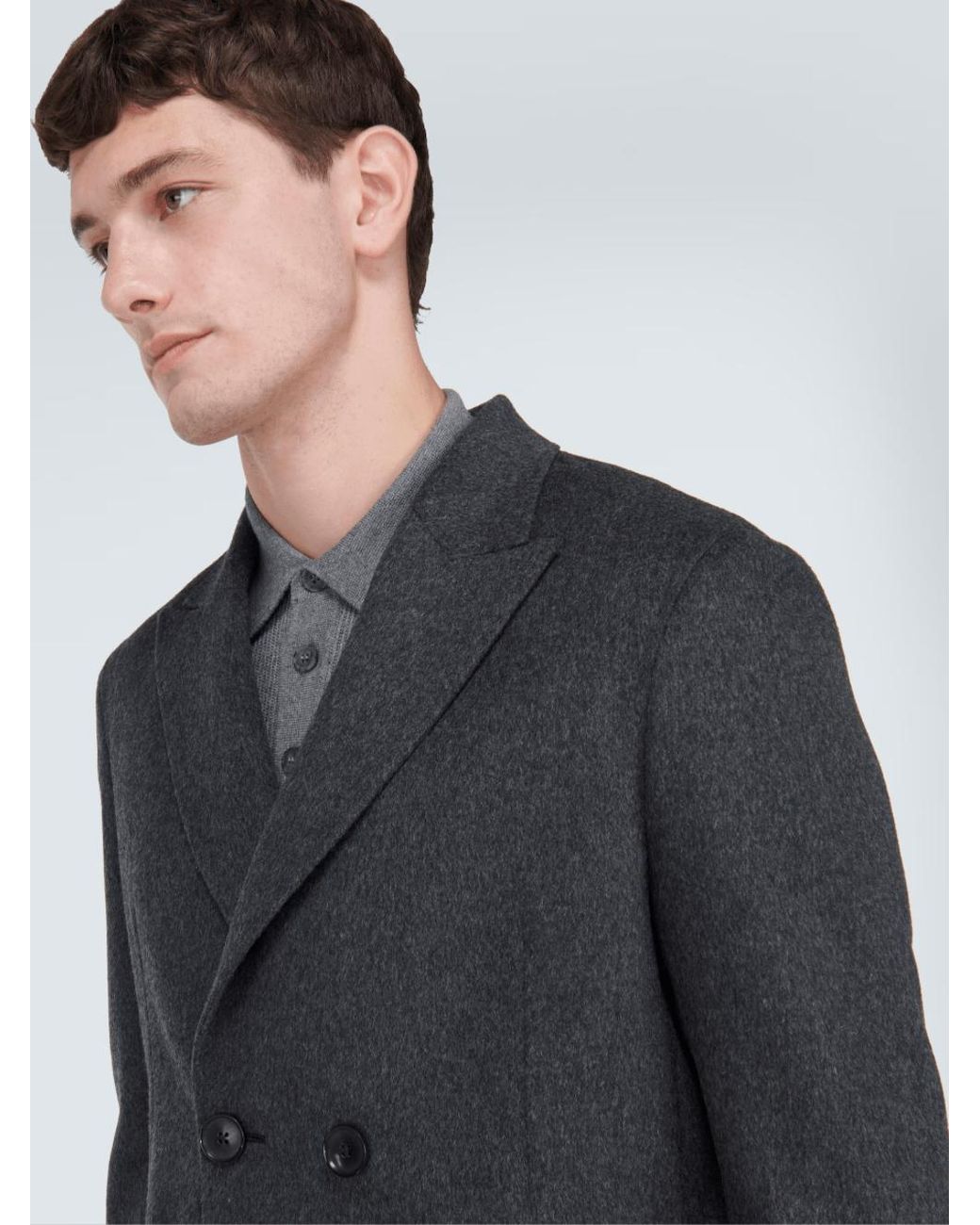 Zegna Black Tailored Wool-Blend Coat Dark for men
