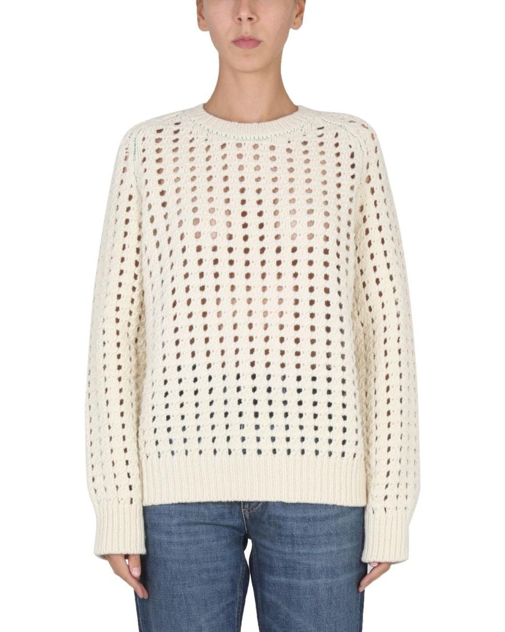 Bottega Veneta Natural Openwork Knit Sweater Jumpers