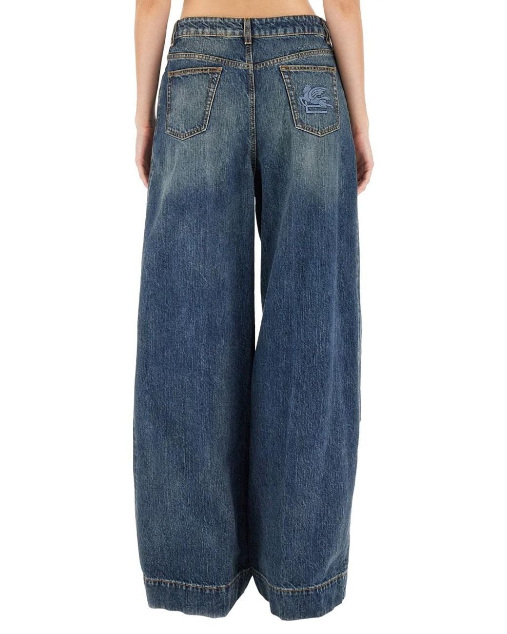 Etro Blue Jeans With Embroidered Pegasus Cotton
