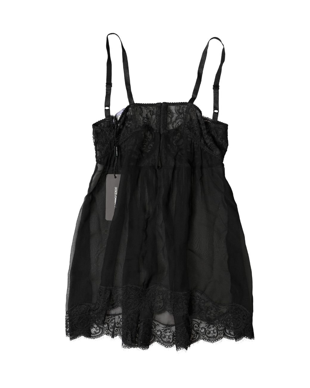 Dolce & Gabbana Black Silk Floral Lace Lingerie Top Underwear Cotton Nylon Rayon