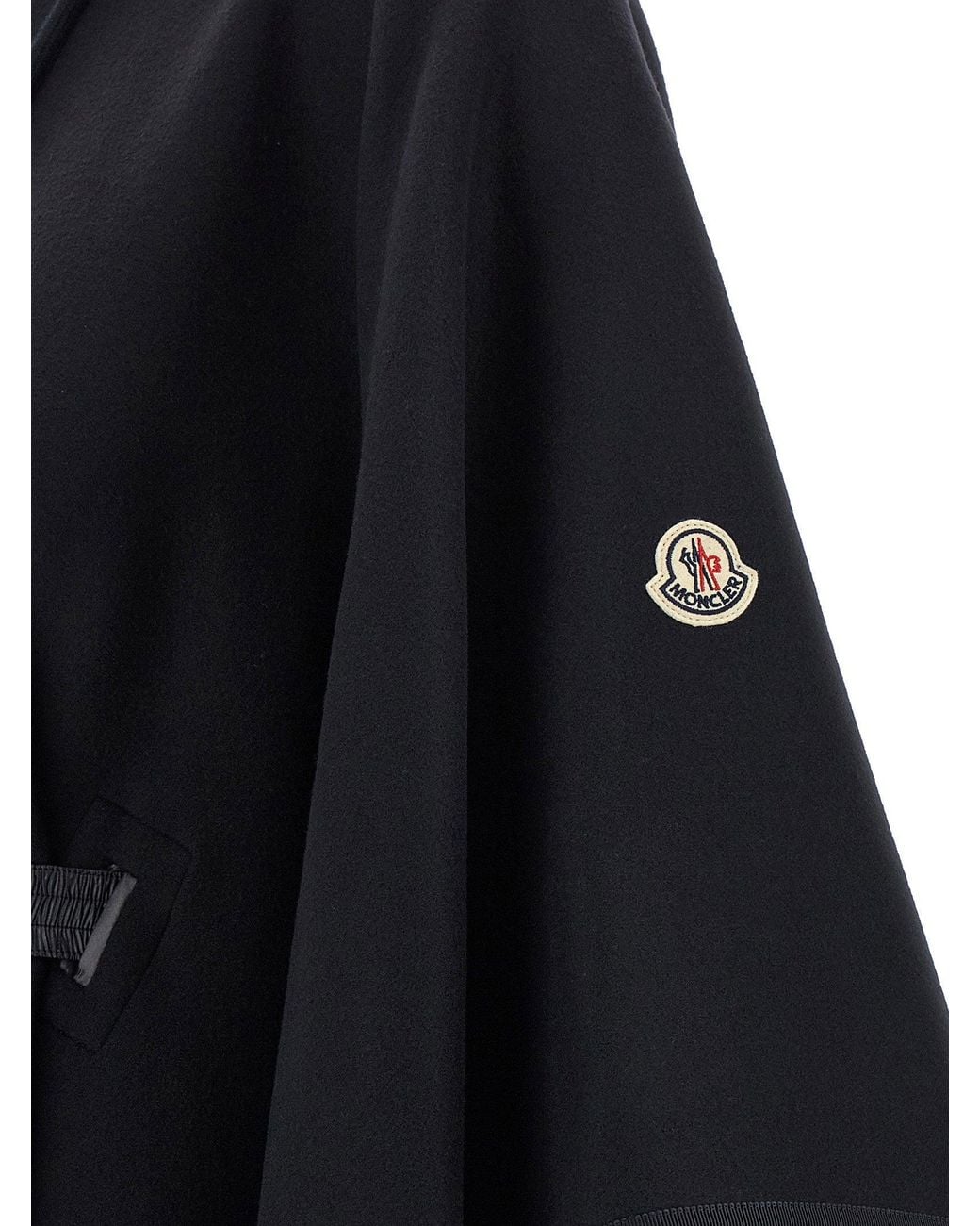 Moncler Virgin Wool Blend With Detachable Hood Cape in Blue | Lyst