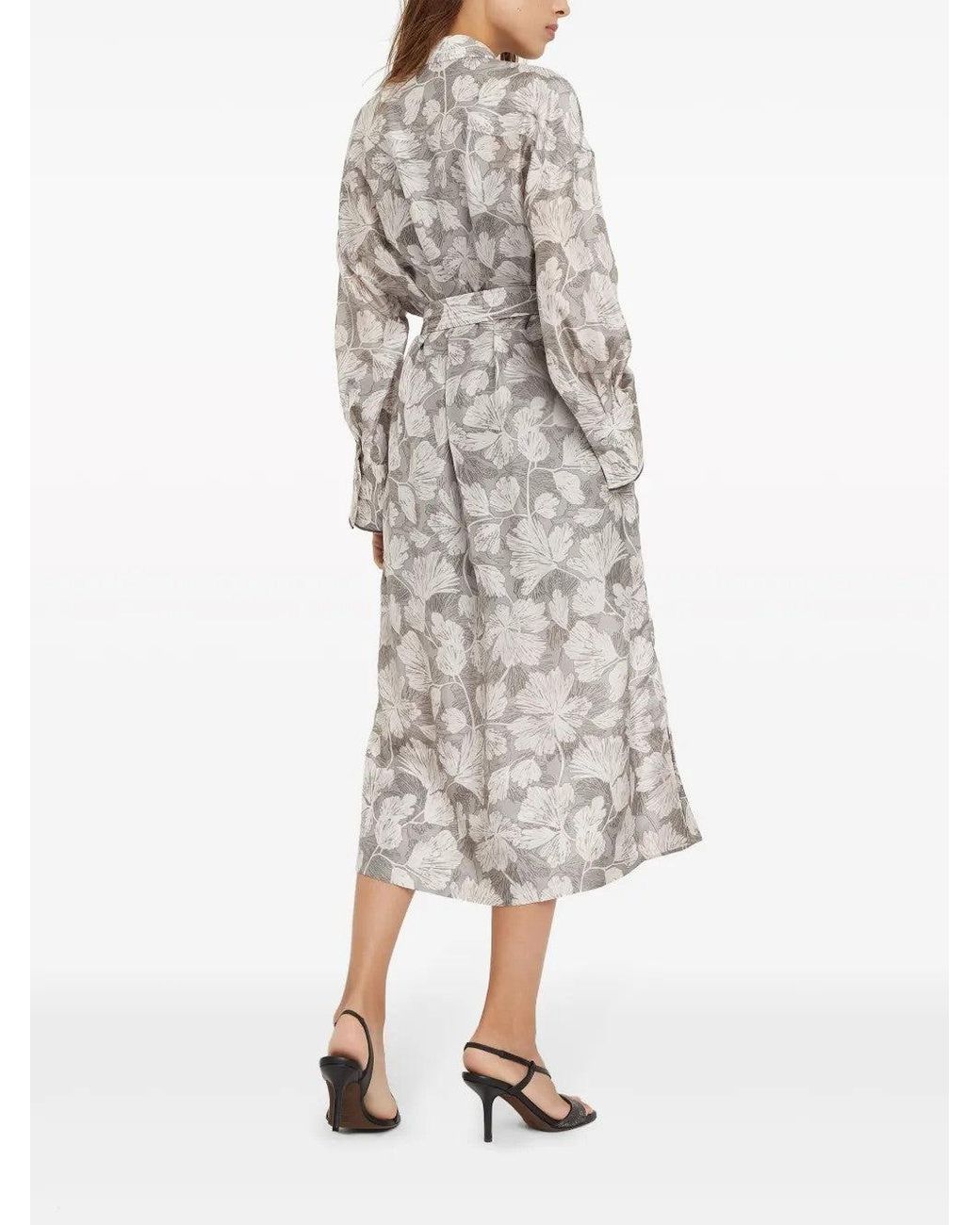 Brunello Cucinelli Natural Light Silk Shirt Dress
