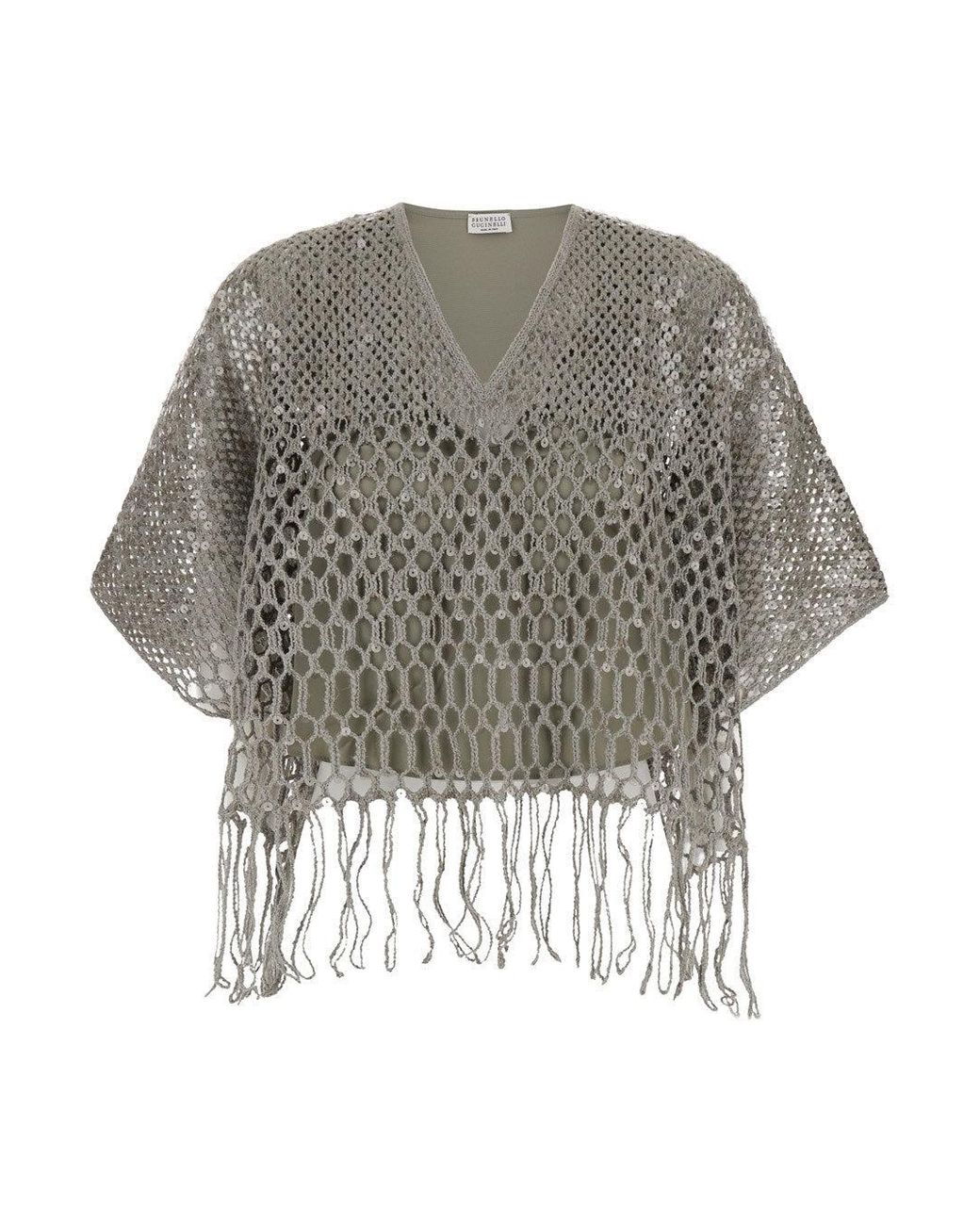 Brunello Cucinelli Gray Light Linen Sweater
