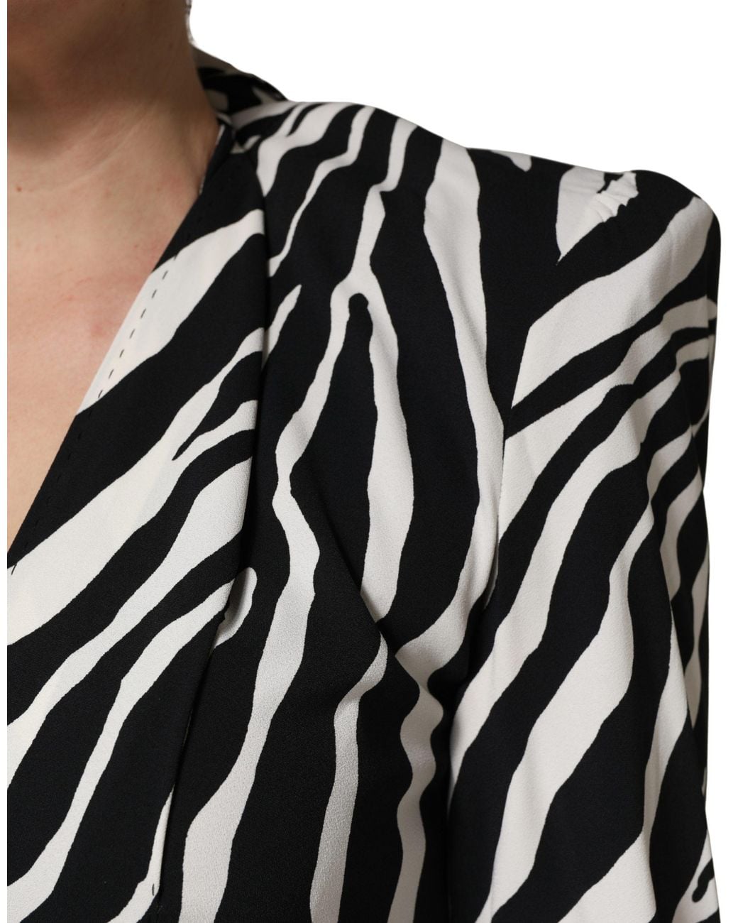 Dolce & Gabbana Black Viscose Zebra Pattern Jumpsuit Elastane