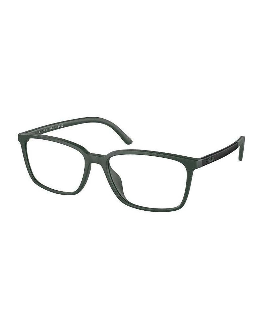 Polo Ralph Lauren Green Eyeglasses Square Full Rim, Matte Bottle Frame And Clear Demo Lenses Lens Ph2250U5508 Sunglasses for men