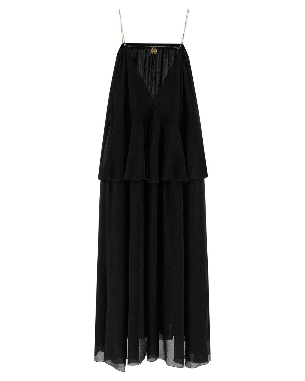 Circular Ruffle Fashion Chloé Silk Chiffon Ruffled Dress in Black | Lyst