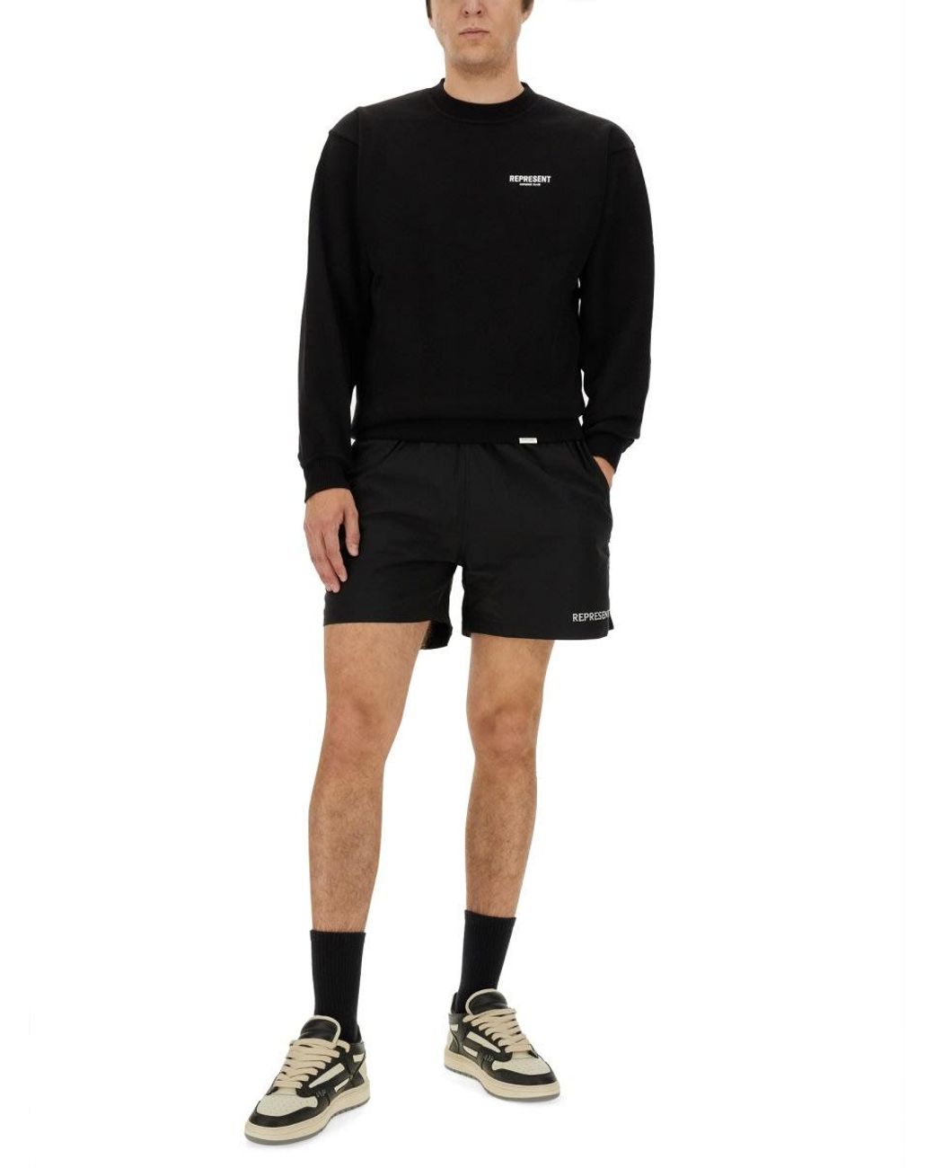 Represent Black Bermuda With Logo for men