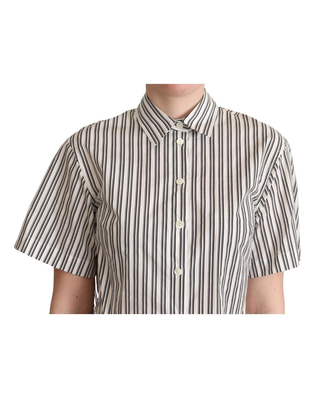 Dolce & Gabbana White Dolce & Gabbana Striped Cotton Shirt