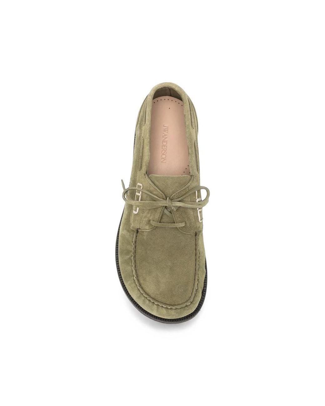J.W. Anderson Green Trainers Whipstitch Square Toe Suede Outer: Calf Sneaker for men