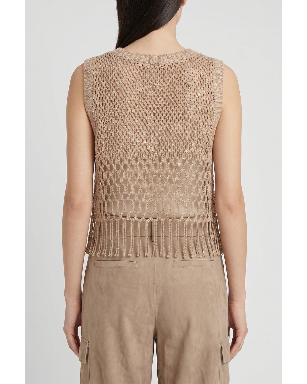 Brunello Cucinelli Brown Linen Sleeveless Sweater