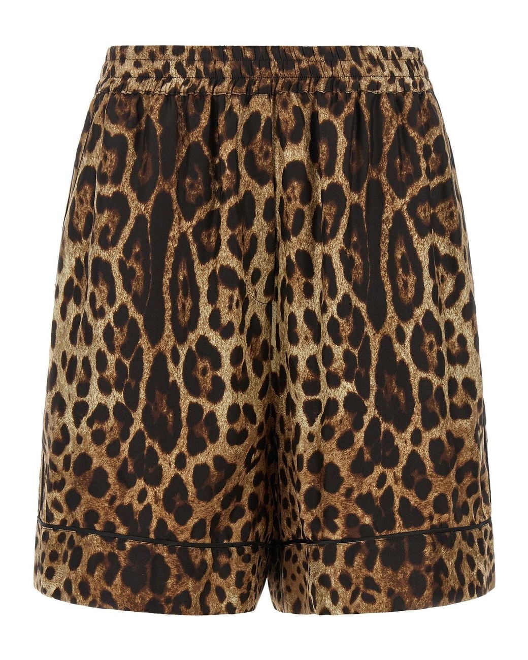 Dolce & Gabbana Brown Dolce & Gabbana Leopard-Print Silk Satin Shorts