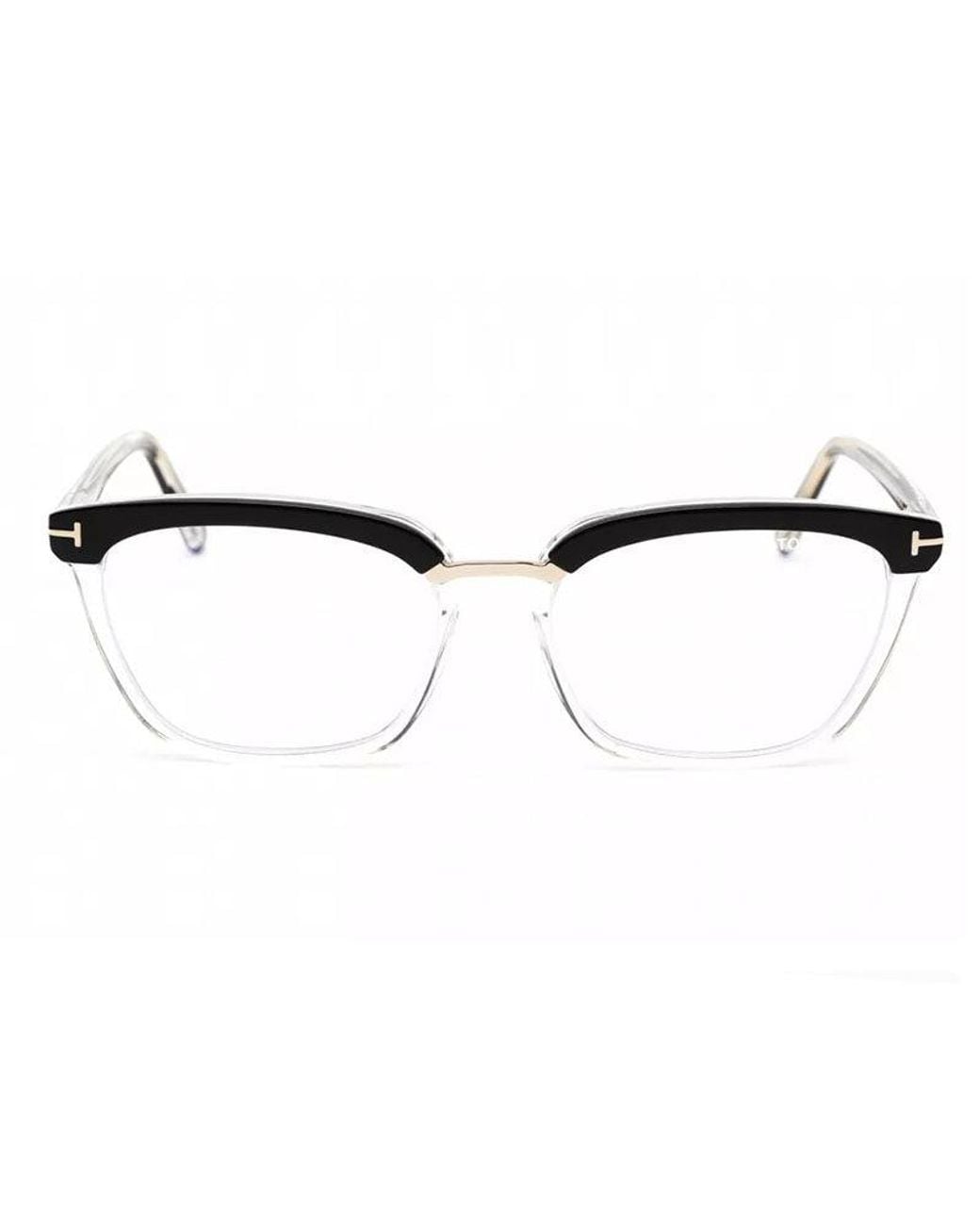 Tom Ford Metallic Eyeglasses Square Full Rim, Frame And Clear Demo Lenses Lens Ft5550-B005