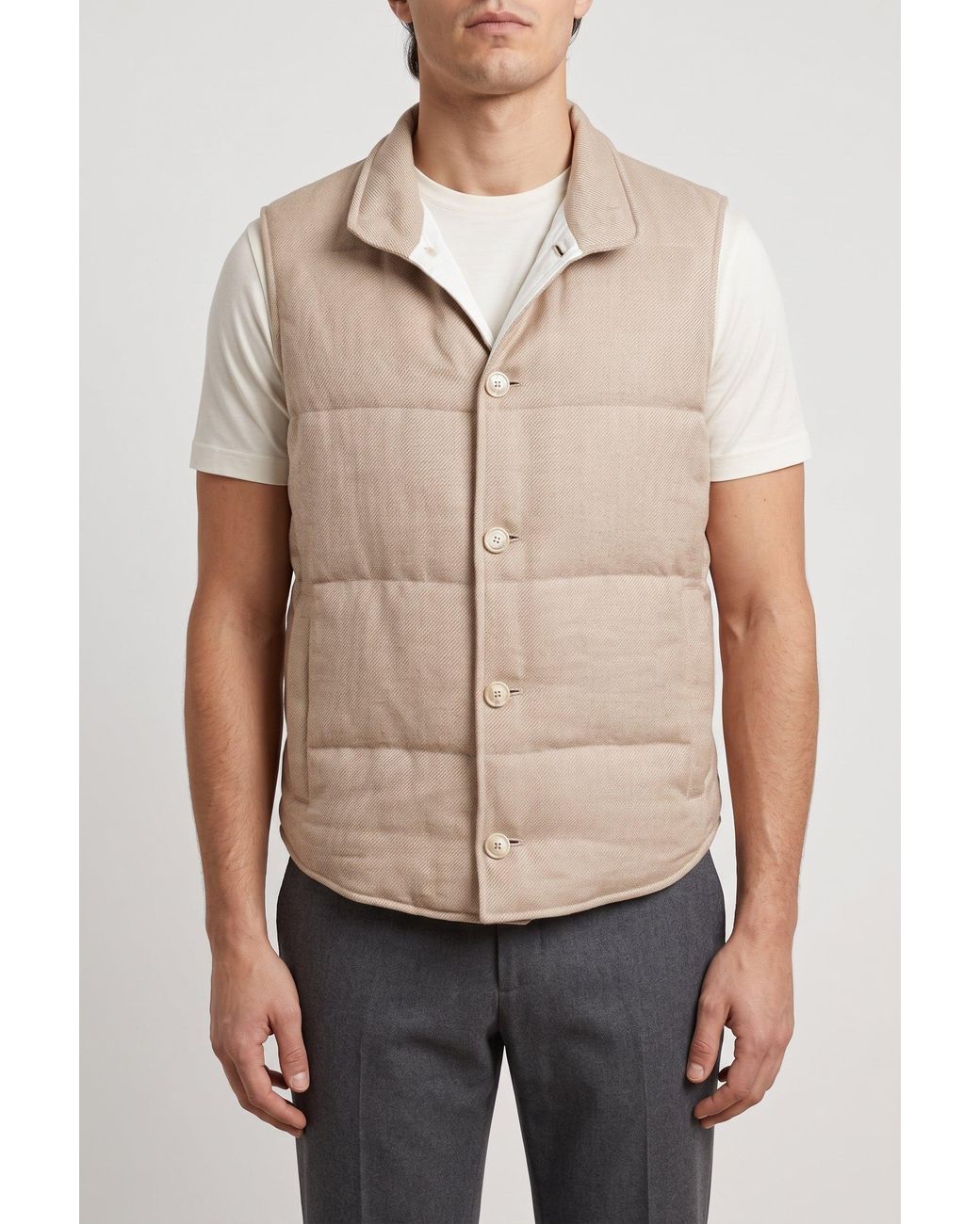 Brunello Cucinelli Natural Wool Blend Vest for men