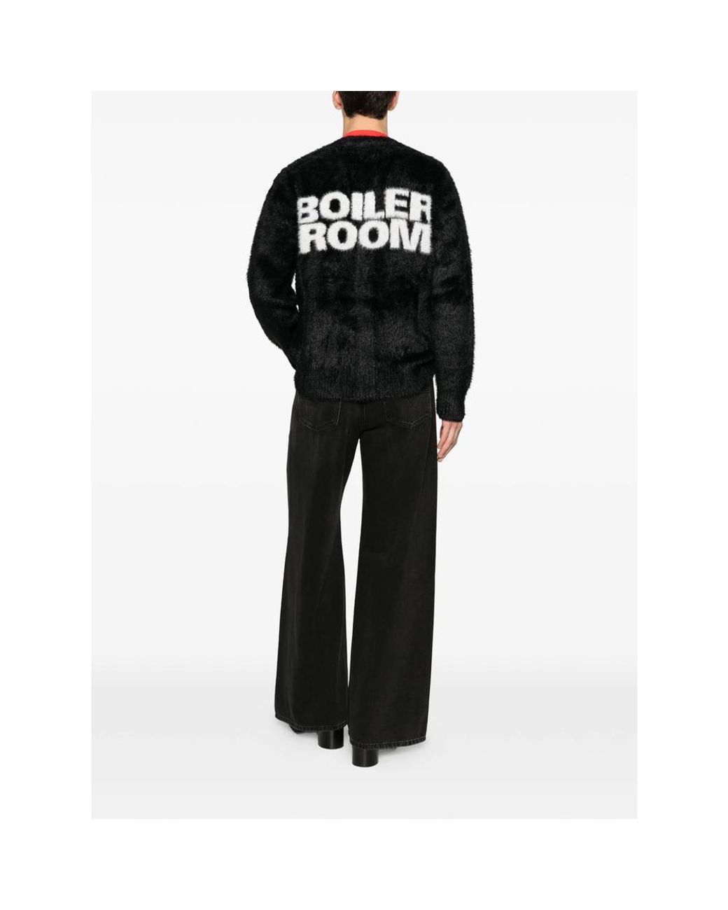 BOILER ROOM Black Hairy Cardigan for men