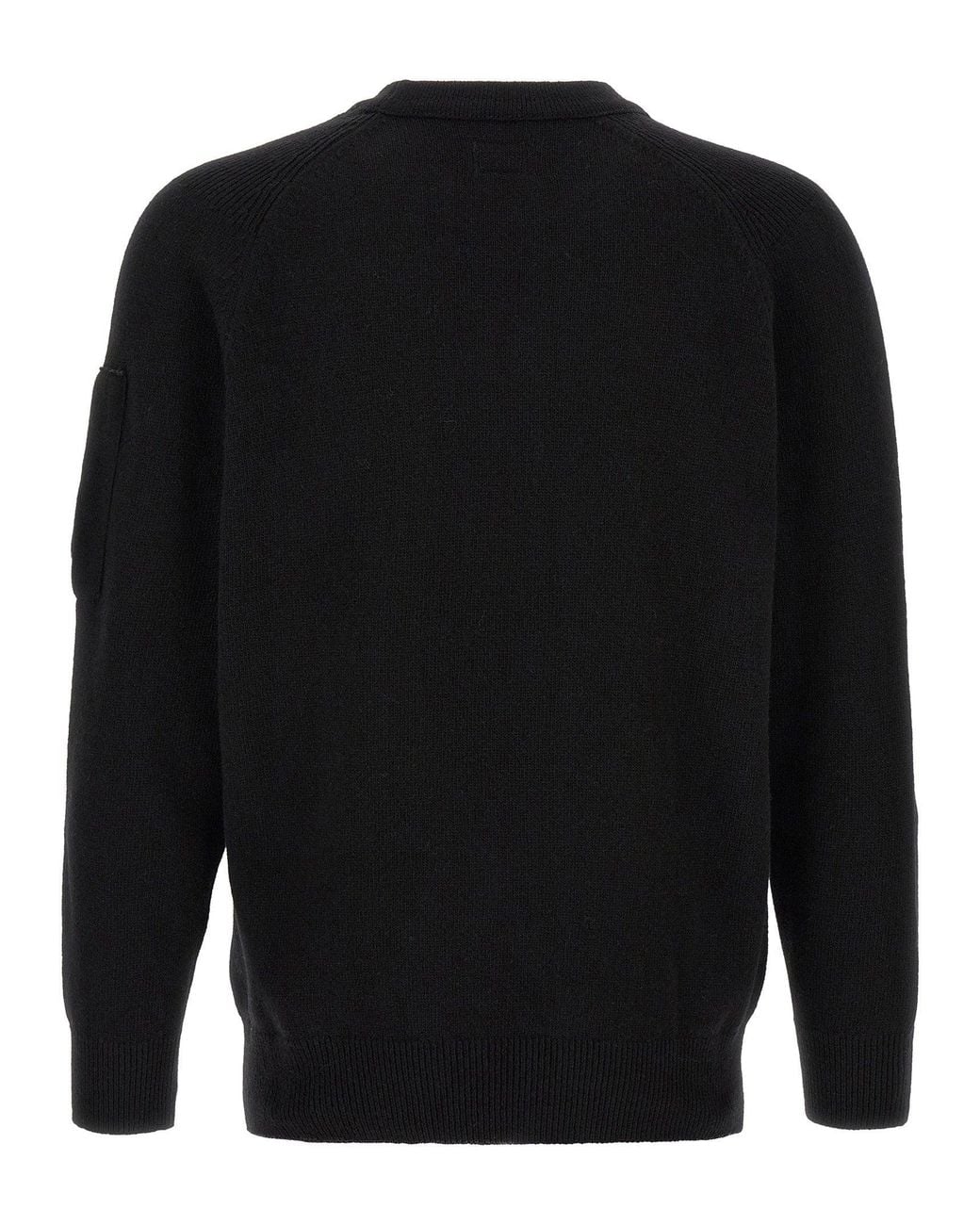 C P Company Black Recycled Lambswool With Lens Pocket Sweater for men