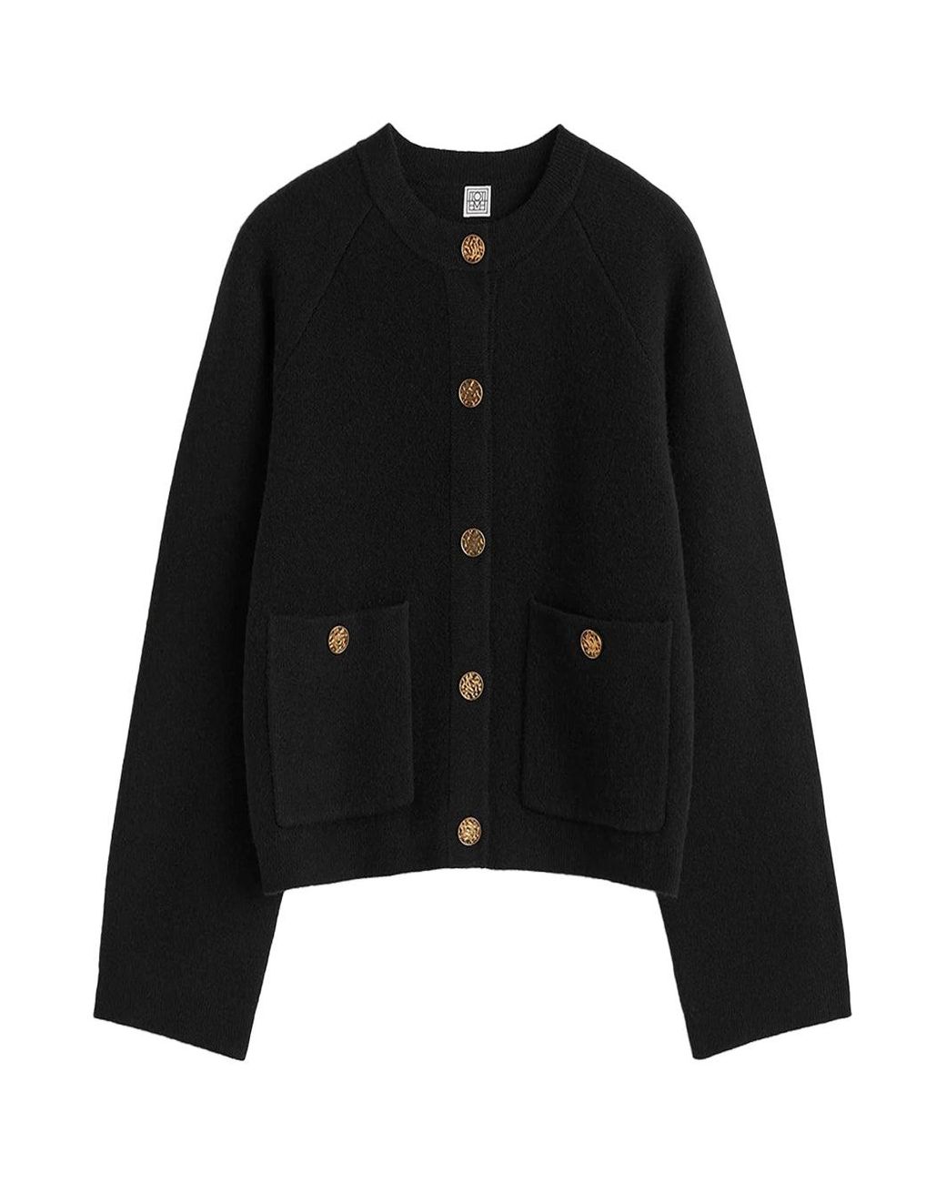 Totême Black Hammered Button Cardigan
