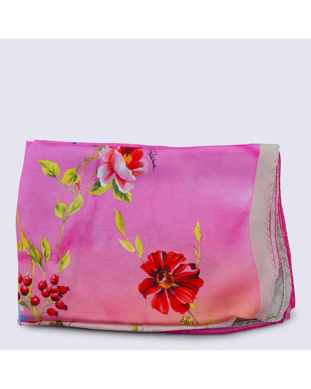 Roberto Cavalli Pink Silk Scarf