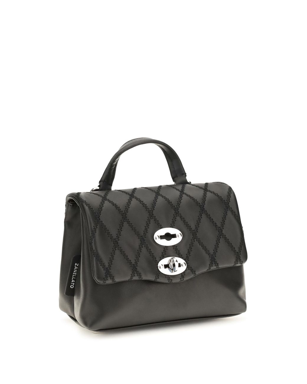 Zanellato Black Mini Postina Tramè Leather Top Handle Bag Calf Bos Taurus Shoulder