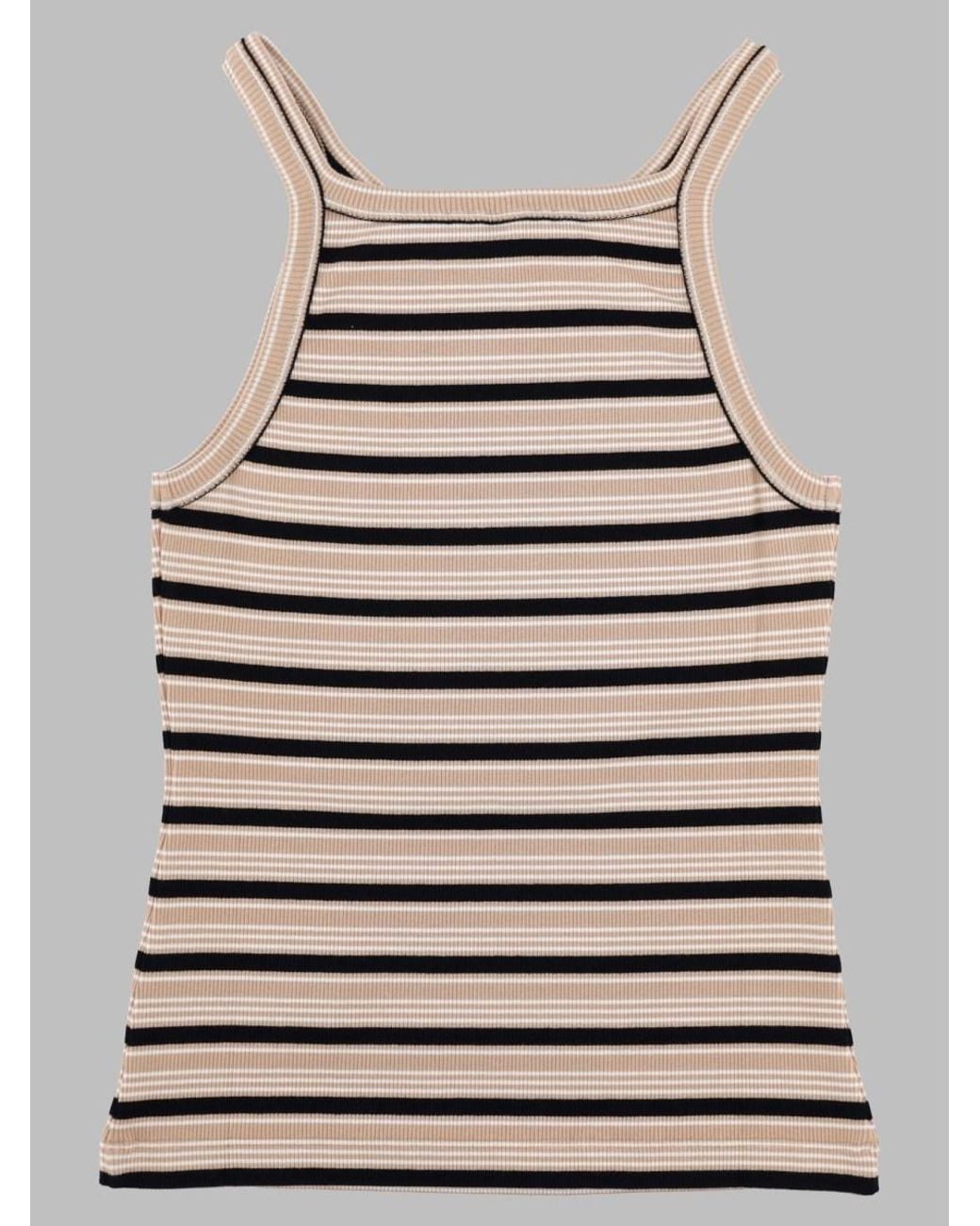 Fendi Gray Striped Cotton Top Elastane