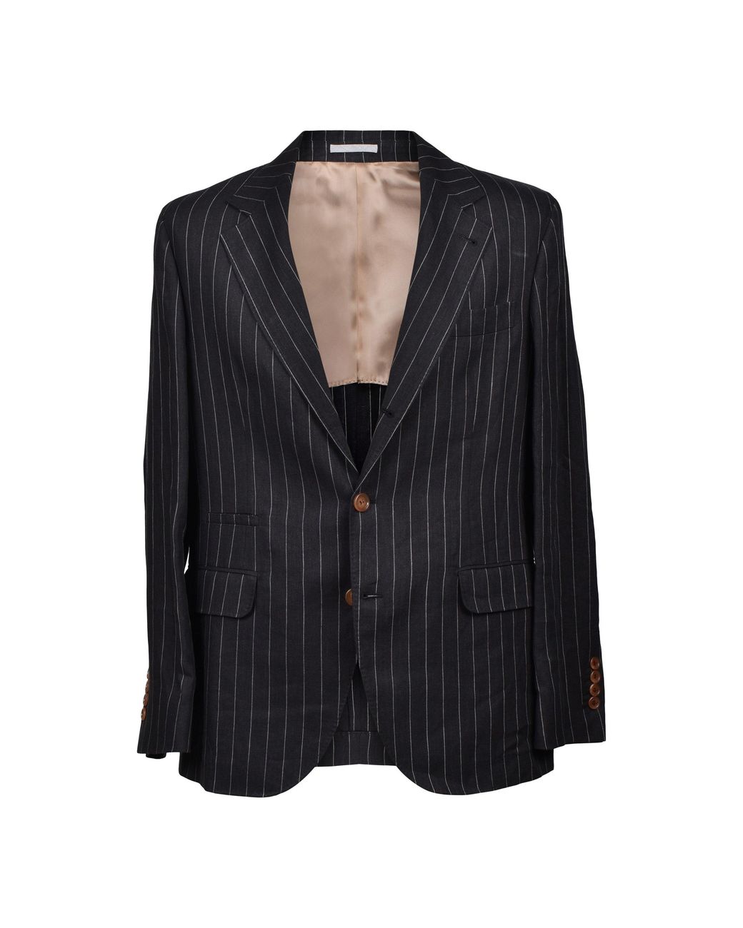 Brunello Cucinelli Black Linen Pinstripe Blazer for men