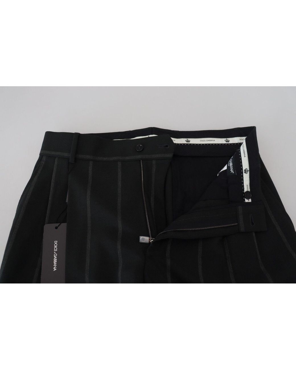 Dolce & Gabbana Black Stripedtrousers Cotton Pants for men