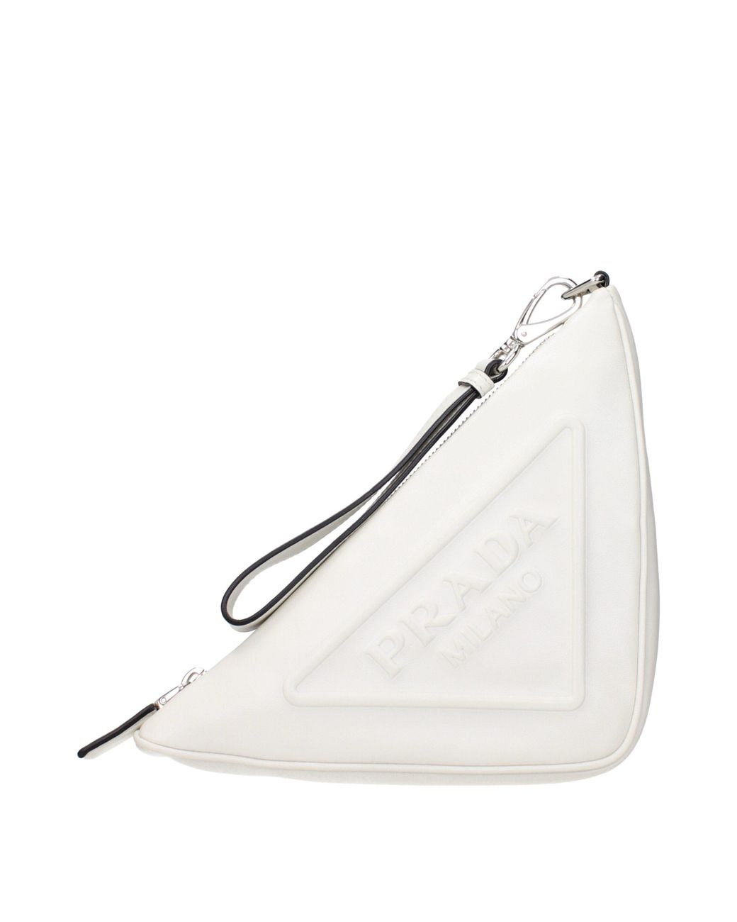 Prada White Leather Clutch Bag