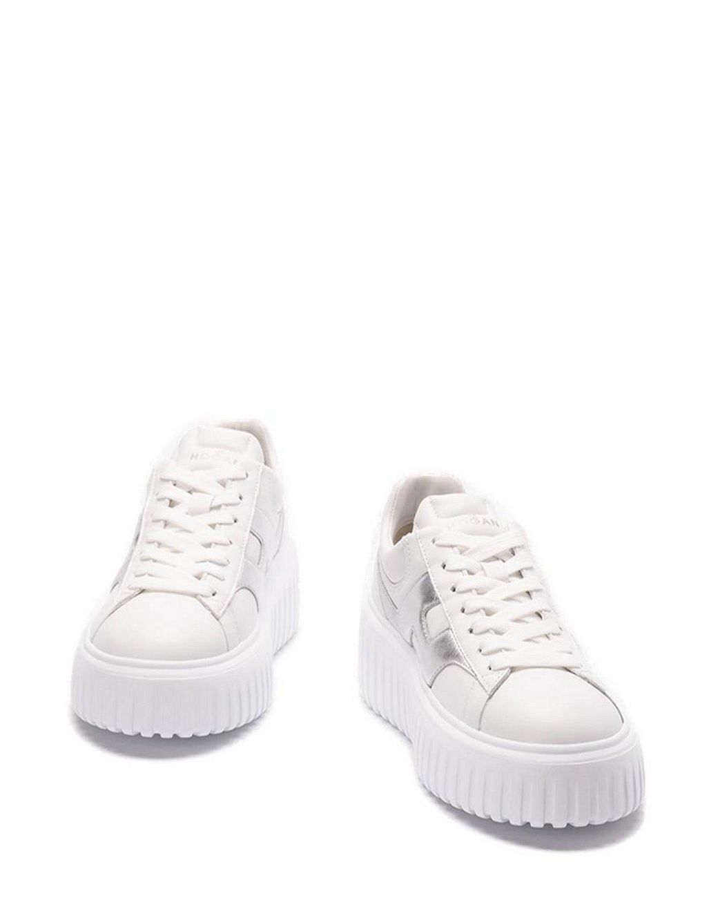 Hogan White H-Stripe Round Toe Sneakers