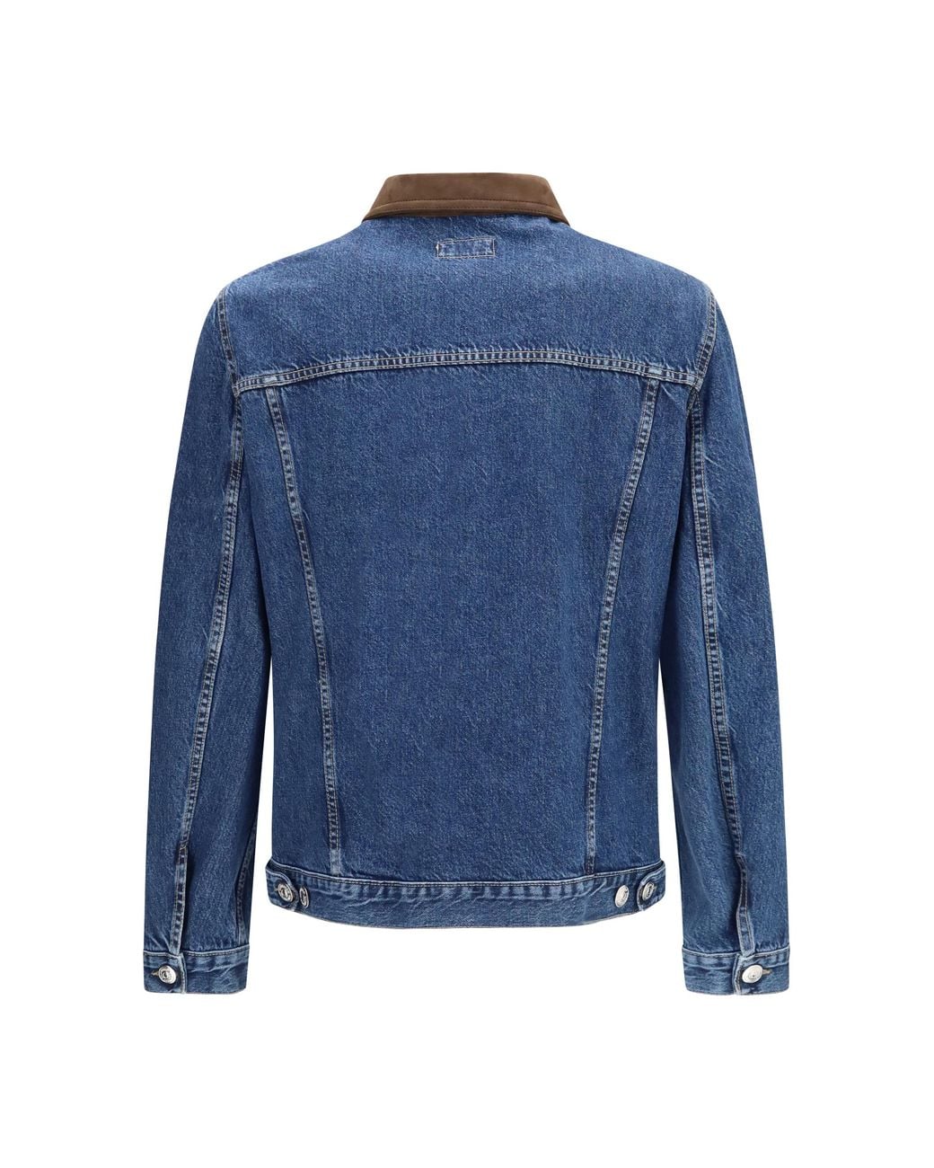 Brunello Cucinelli Blue Denim Jacket With Suede Collar Medium Cotton for men