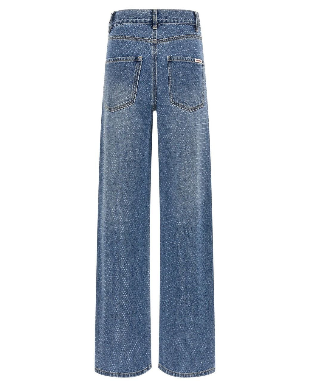 Self-Portrait Blue Rhinestone-Embellished Straight-Leg Jeans