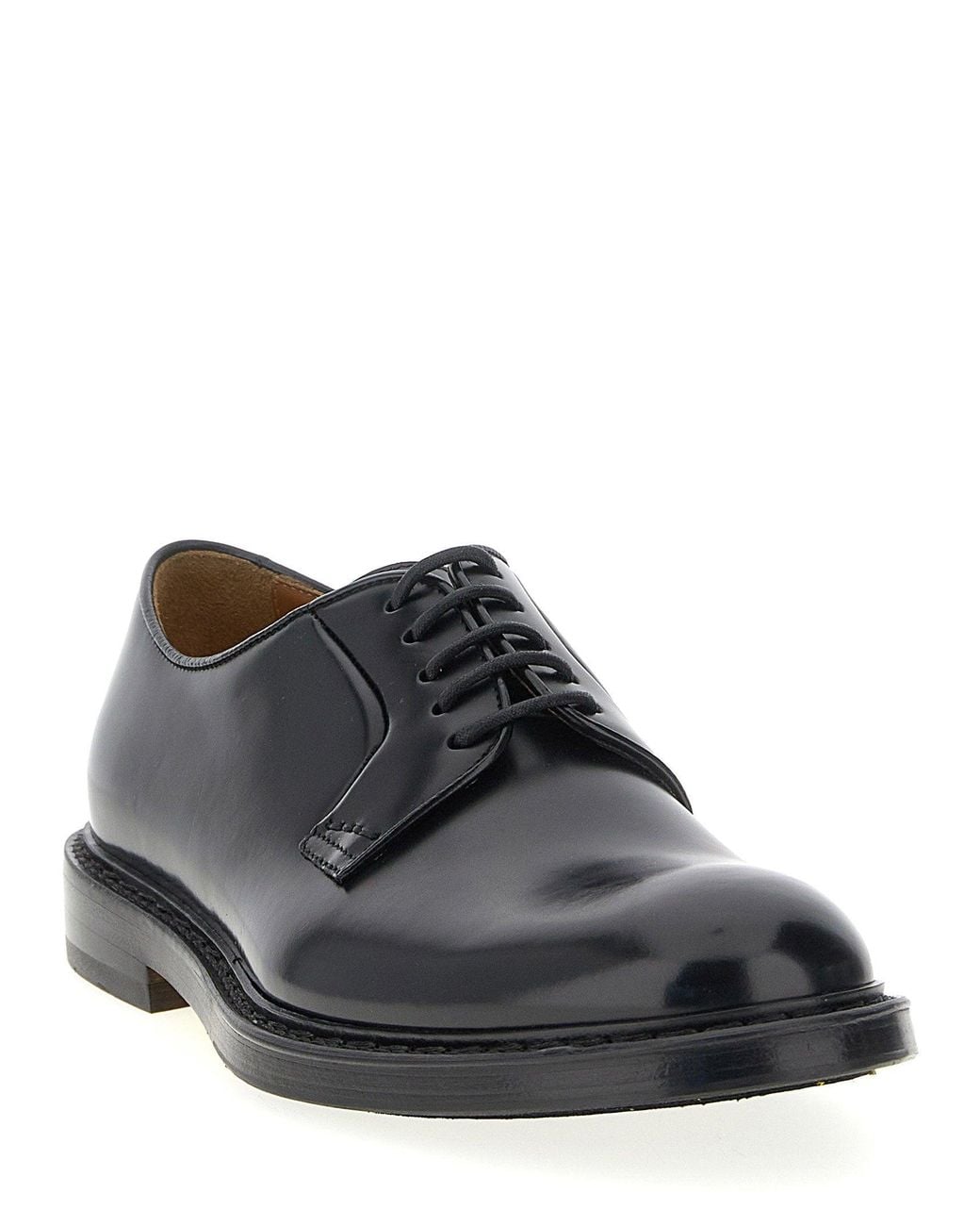 Doucal's Black Brushed Calf Leather Derby Oxford for men