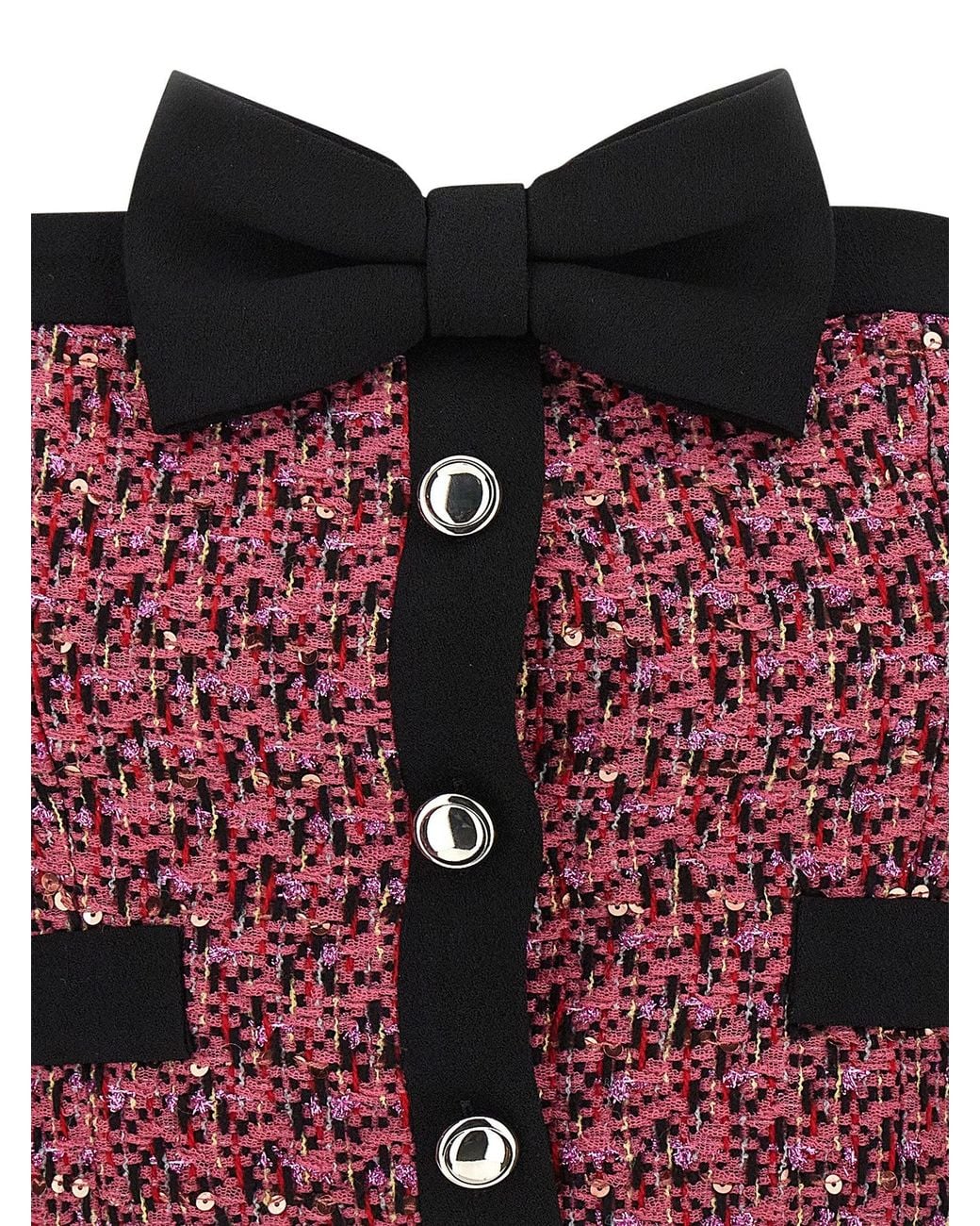 Alessandra Rich Sequin-Embroidered Tweed Bodysuit
