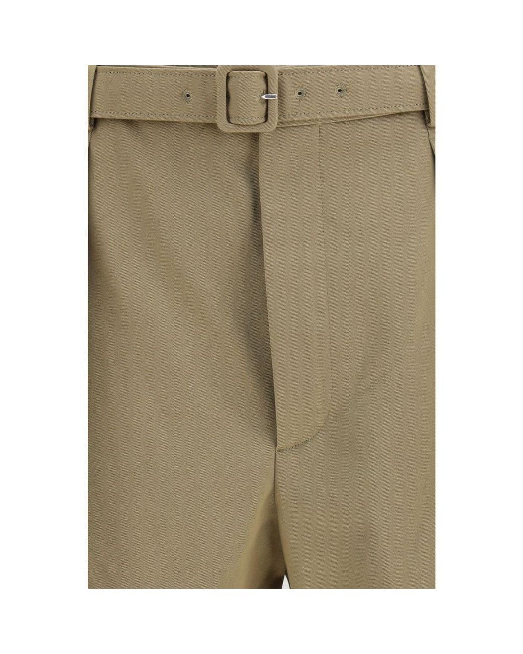 Saint Laurent Green Beige Cotton Bermuda Shorts for men