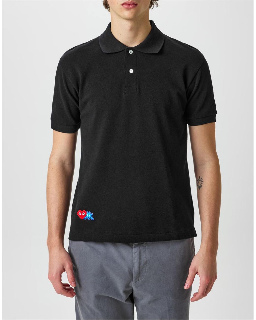 Comme des Garçons Blue Heart Invader Logo Polo Shirt Clothing & T-Shirts for men