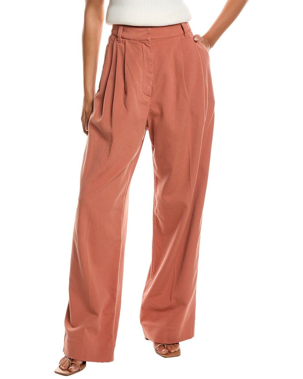 Brunello Cucinelli Red Orange Cotton Casual Pants