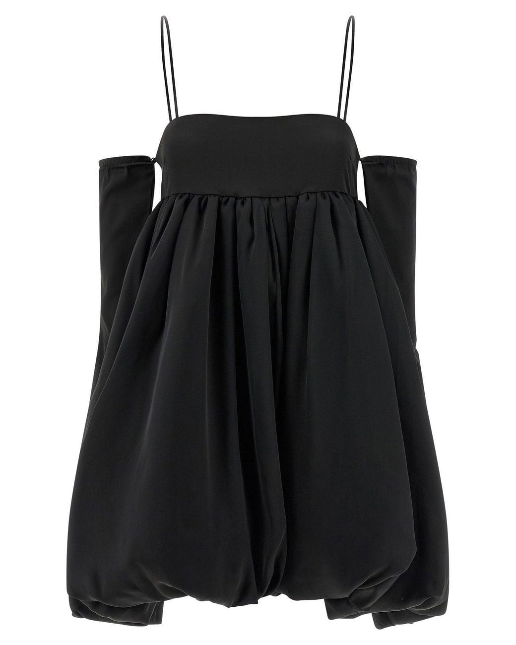 ROTATE BIRGER CHRISTENSEN Black Satin Balloon Silhouette Dress
