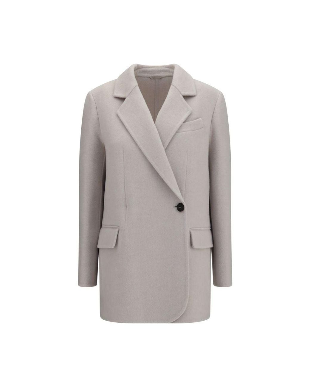 Brunello Cucinelli Gray Wool Oves Aries Full-Length Jacket Clothing