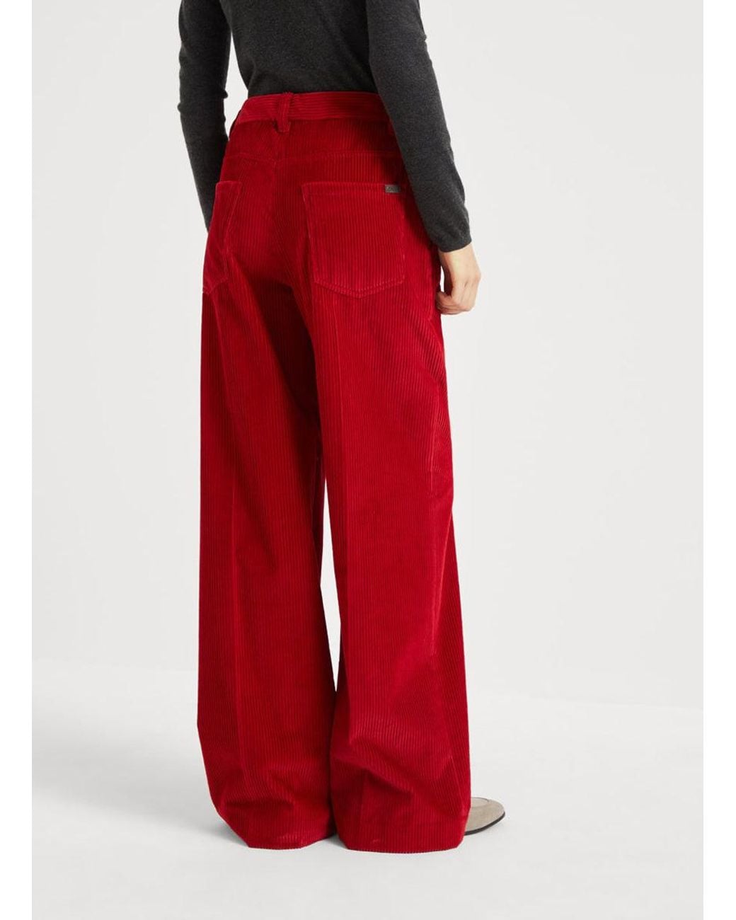 Brunello Cucinelli Red High Rise Trousers