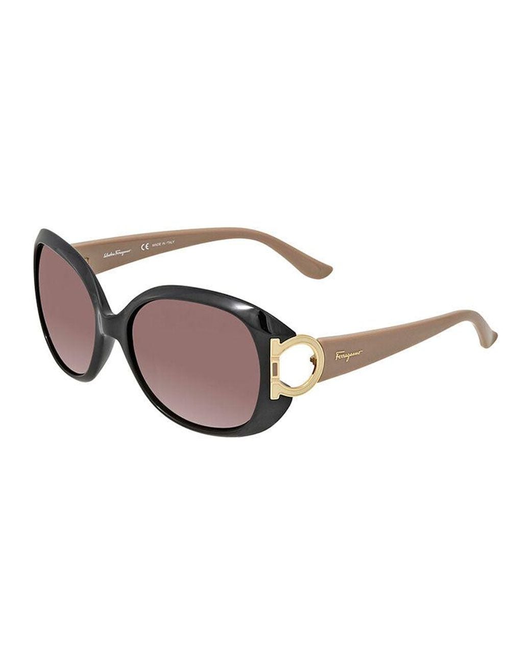 Ferragamo Brown Sunglasses Round Full Rim, /Tuape Frame And Gradient Lens Sf668001