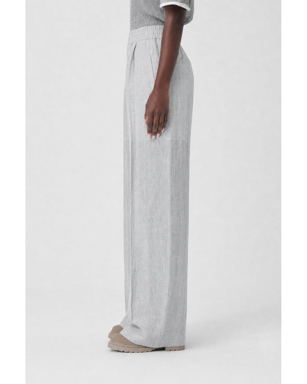 Brunello Cucinelli Gray Light Linen Trousers