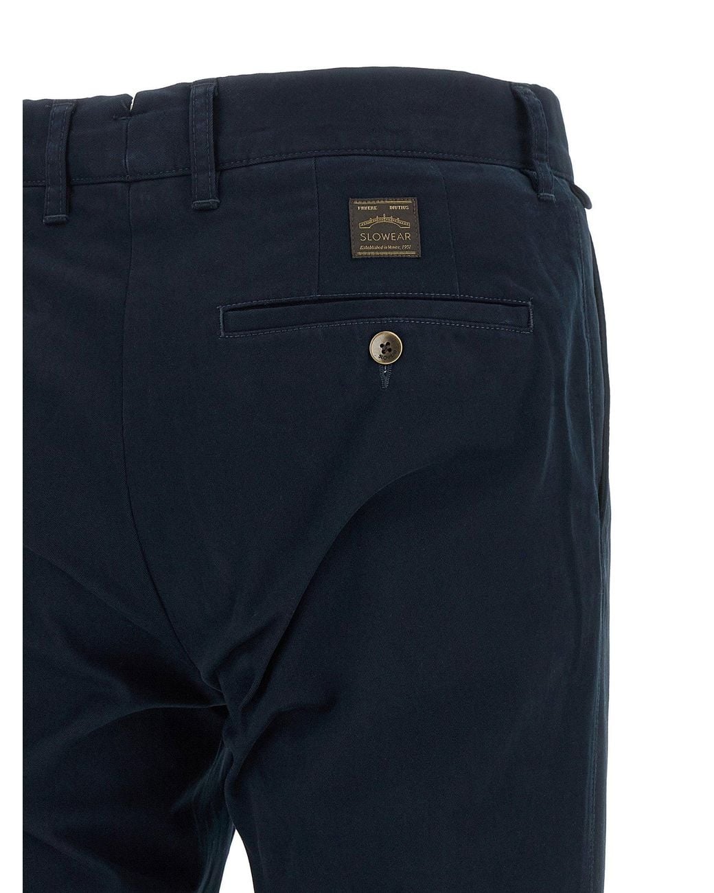 Incotex Blue Stretch Cotton Canvas Trousers for men