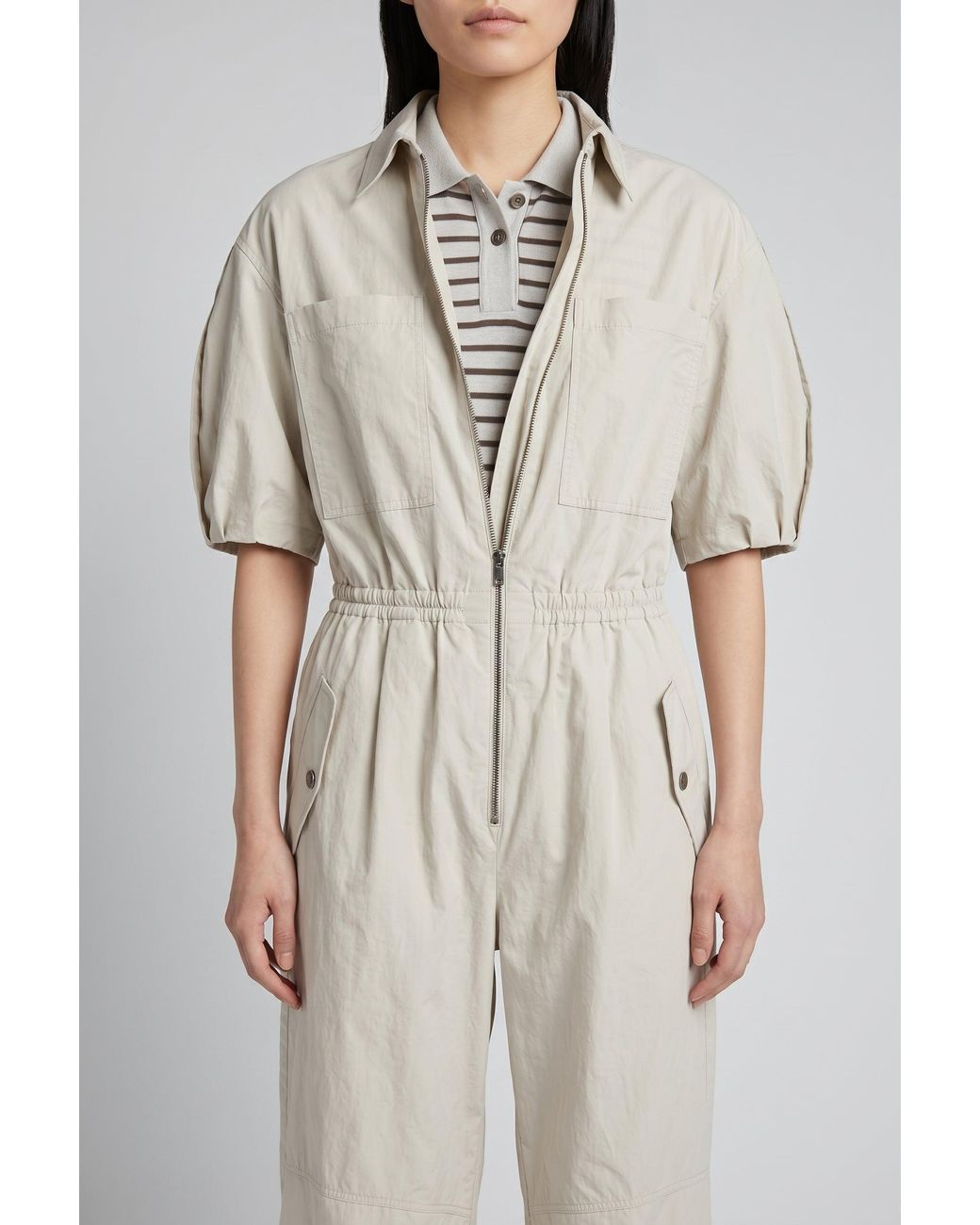 Brunello Cucinelli Natural Light Relaxed Jumpsuit