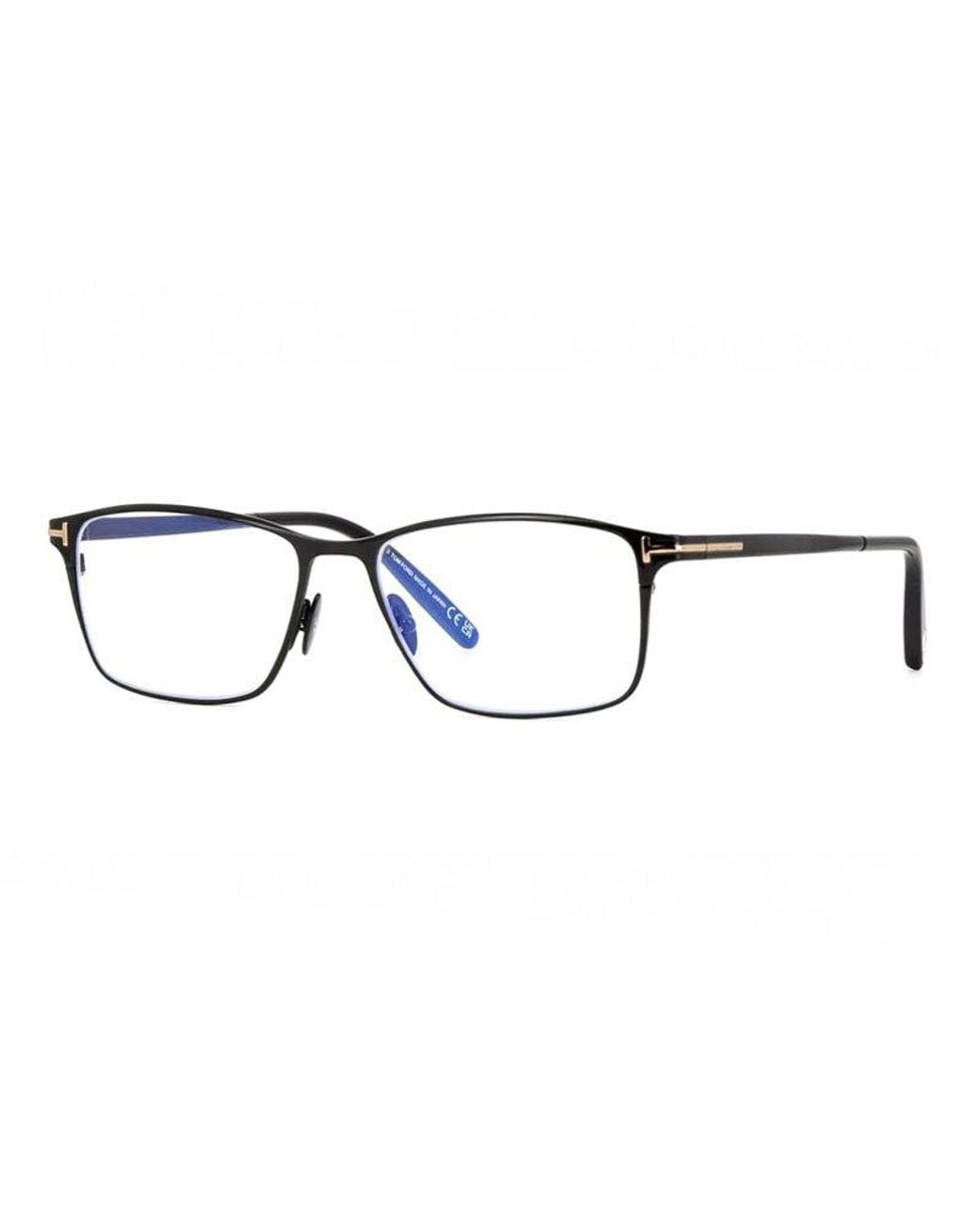 Tom Ford Blue Eyeglasses Rectangle Full Rim, Matte Gunmetal Frame And Clear/-Light Block Lenses Lens Ft5935-B009 for men